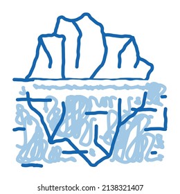 iceberg in ocean sketch icon vector. Hand drawn blue doodle line art iceberg in ocean sign. isolated symbol illustration