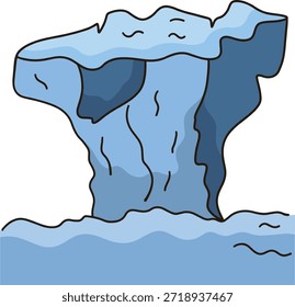 Um iceberg no oceano com pedaços altos de gelo.
