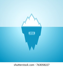 Iceberg in ocean vector poster illustration isolated on blue background