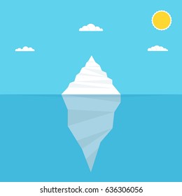 Iceberg in ocean water. Vector illustration.