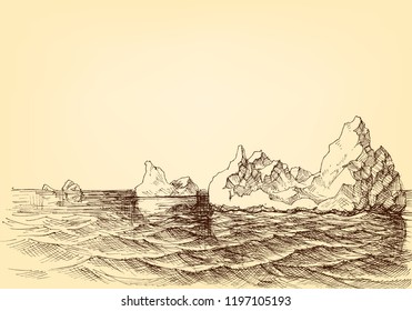 Iceberg on the ocean drawing