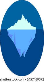 Iceberg on sea, illustration, vector on white background.