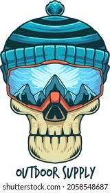 iceberg on ski goggles print illustration