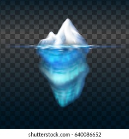 Iceberg on transparent background. Block of ice in the sea. Vector illustration.