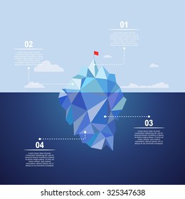 Iceberg on water infographic template. Vector illustration