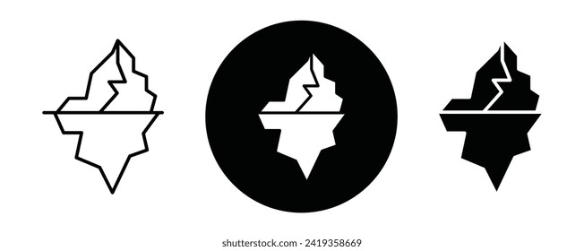 Iceberg outline icon collection or set. Iceberg Thin vector line art