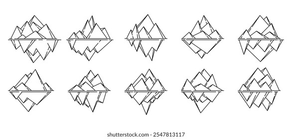 Ilustración de conjunto de Vectores de contorno de iceberg