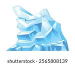Iceberg peak with sharp angles and frosty highlights, drifting glacier. South and North Pole. Vector cartoon illustration