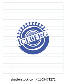 Iceberg pen strokes emblem. Blue ink. Vector Illustration. Detailed.