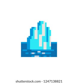 Iceberg pixel art icon. Ice berg symbol logo template, isolated vector illustration. Design for your web site, app.