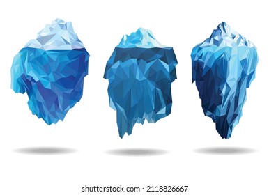 Iceberg polygon modelling modern  style banner icons vector, geometric and triangle diamond crystal element mountain, can use for banner or icons gaming template.