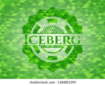 Iceberg realistic green emblem. Mosaic background