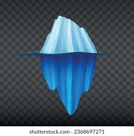 Iceberg realistic icon with blue glacier on transparent background vector illustration