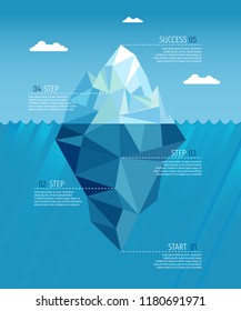Iceberg realistic under water ocean infographic template vector illustration