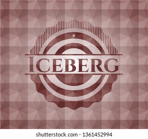 Iceberg red emblem with geometric background. Seamless.