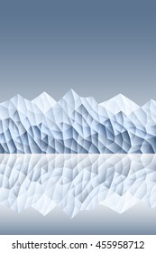 Iceberg reflected in the ocean. Mountain low poly vector. Snowy mountains. Iceberg. Abstract polygonal background. Vector image.
