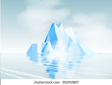 Iceberg with Reflection - Vector Illustration