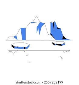 Iceberg And Sea In Flat Vector Illustration Symbolizing Polar Landscape, Climate Change, And Arctic Nature, Isolated On White Background