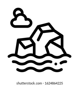 Iceberg in Sea Icon Vector. Outline Iceberg in Sea Sign. Isolated Contour Symbol Illustration