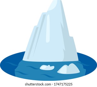 Iceberg in sea , illustration, vector on white background