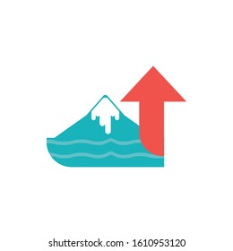 Iceberg sea and red arrow design, Climate change global warning environment nature pollution green and extreme danger theme Vector illustration