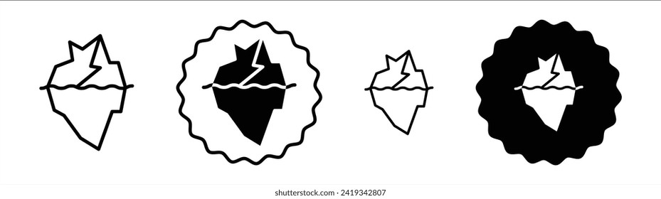 Iceberg set in black and white color. Iceberg simple flat icon vector