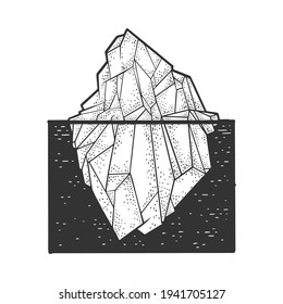 Iceberg sketch engraving vector illustration. T-shirt apparel print design. Scratch board imitation. Black and white hand drawn image.