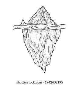 Iceberg sketch engraving vector illustration. T-shirt apparel print design. Scratch board imitation. Black and white hand drawn image.