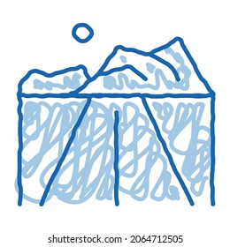 Iceberg sketch icon vector. Hand drawn blue doodle line art Iceberg sign. isolated symbol illustration