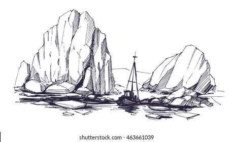 Iceberg sketch. Vector illustration.