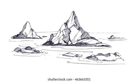 Iceberg sketch. Vector illustration.