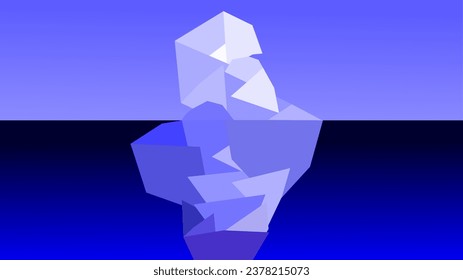 Iceberg with surface middle and lower sections abstract chart representation background