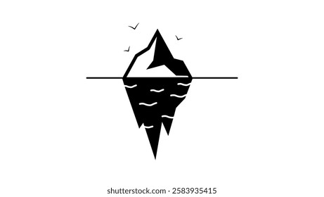 iceberg symbol , black isolated silhouette