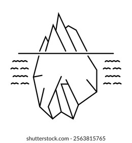 Iceberg symbol. Vector flat outline icon illustration isolated on white background. editable stroke.