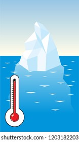 iceberg, thermometer, global warming concept 