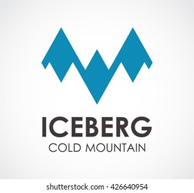 Iceberg triangle of cold mountain abstract vector and logo design or template hill business icon of company identity symbol concept