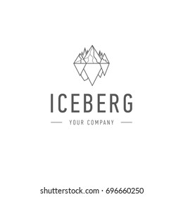 Iceberg triangle of cold mountain abstract vector and logo design or template hill business icon of company identity symbol concept