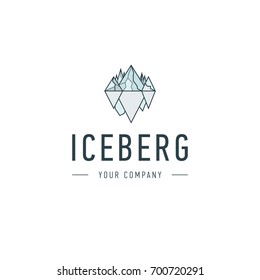 Iceberg triangle of cold mountain abstract vector and logo design or template hill business icon of company identity symbol concept. Iceberg
