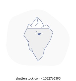 Iceberg under and above water. Vector icon, concept of hidden problems, challenge, invisible risk obstacles, climate changes. Iceberg in ocean water vector illustration, floating in sea.