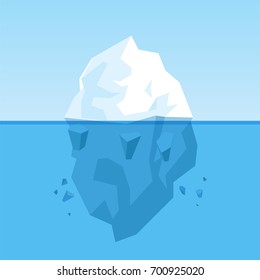 Iceberg under and above water. Vector illustration