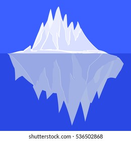 Iceberg Underwater Icon Symbol Design. Vector illustration isolated on blue background. 