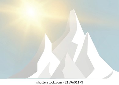 Iceberg vector. Floating iceberg. Arctic, Antarctic and North Pole ice frozen mountain landscape, ice floe, freeze ocean, arctic glacier, snow caps. Environment protection concept.