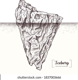 Iceberg. Mano de vectores dibujada. Ilustración de esbozo. Hielo