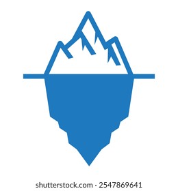 Icono de Vector Iceberg. Representa la masa de hielo flotante con la Grande porción sumergida. Ilustración aislada sobre fondo blanco.