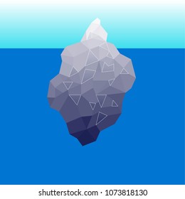 Iceberg vector icon illustration on blue background. Iceberg vector poster. Iceberg vector clip art.