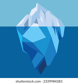 Iceberg vector icon illustration on blue background. Iceberg vector poster. Iceberg vector clip art.