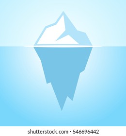Iceberg vector icon illustration on blue background. Iceberg vector poster. Iceberg vector clip art.