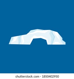 Iceberg  vector illustration isolated on white background in a cartoon flat style.  Antarctic and North Pole ice frozen mountain landscape. Large piece of freshwater blue ice