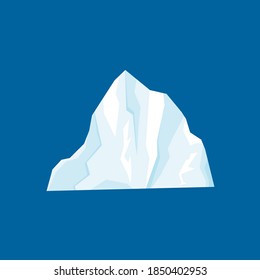 Iceberg  vector illustration isolated on white background in a cartoon flat style.  Antarctic and North Pole ice frozen mountain landscape. Large piece of freshwater blue ice