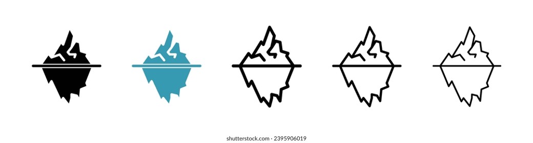 Iceberg vector illustration set. Arctic glacier iceberg icon for UI designs.